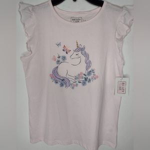 NWT Bailey Lane Girl's Pink/Unicorn Top Size L(12-14)